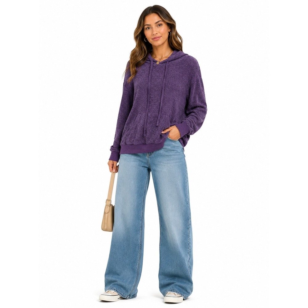 Soft Serve Cloud Cotton Hoodie Womens XL Purple Plush Fleece Pullover Loungewear